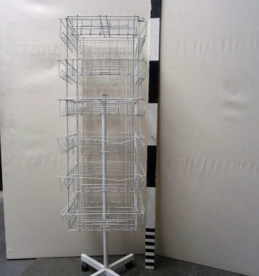 0093079 Shop White Wire Magazine Stand x 2 ( 170 cm tall )