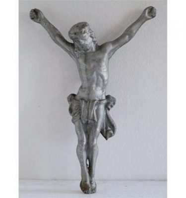 Christ Metal Painted Silver (For Large Cross) Heavy 420Mm (Head To Feet)