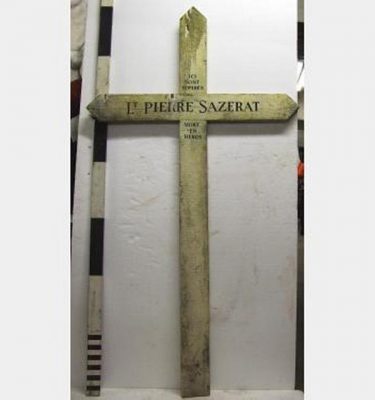 Ww1 French White Cross 'Lt Piere Sazerat' (Wood)