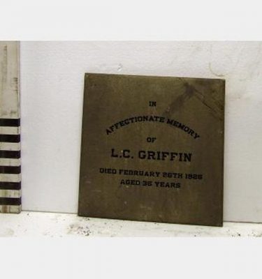 Wood Gravestone Or Plaque  L C Griffin