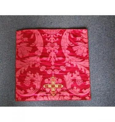 Red Damask Runner With Gold Cross 425Mm X 425Mm