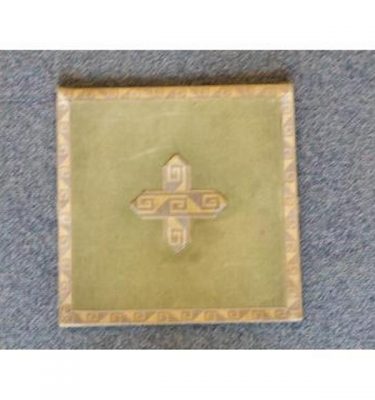 Green Board With Hard Back Stands Upright Gold Braid And Cross 220Mm X 220Mm