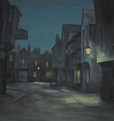 Backdrop 004 Victorian Dickensian Street At Night 15'X15'RNcan Be BacklitRN