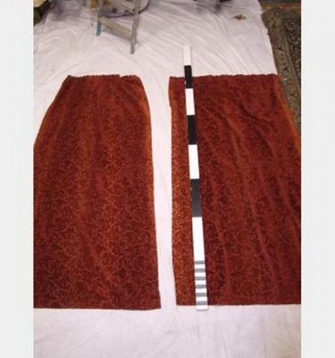 700 Wf X 2060Mm Drop Rust Coloured Velour Curtain Patterned Lined Scht Pair