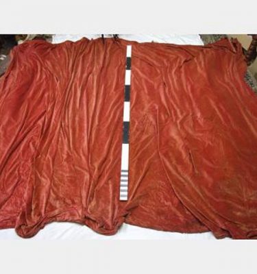 3600 Wof X 3100Mm Drop Red Velour Drape Chain Weighted At Bottom Metal Hooks X2