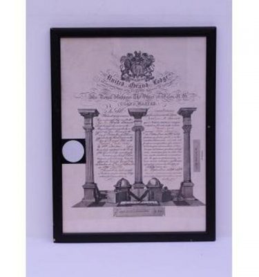 Masonic Certificate B/ W Grand Masters  Wood Frame  330X430