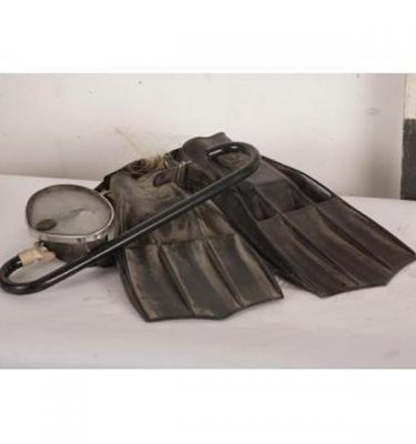 Old Black Flippers And Mask