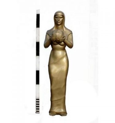 Statues X8  2050 Tall X400W  Female Statue Holding Orbs Round Bases To Match