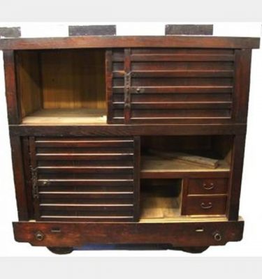 Stained Wood Cabinet On Wheels 1610X1700X920Mm