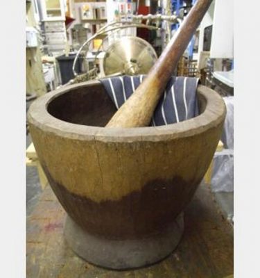 Oversized Wooden Pestle And Mortar Pestle 695Mm Long Bowl 380X380X310H
