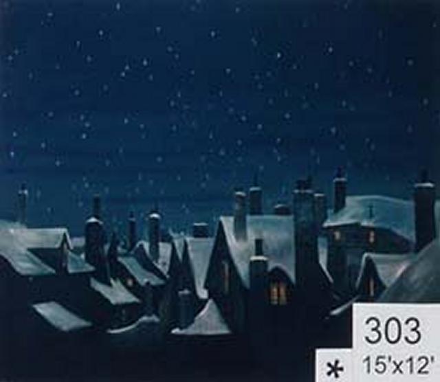 Backdrop 303 Snow Covered Roof Tops At Night 15'X12'