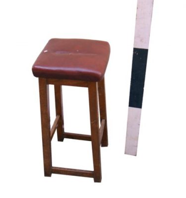 0044040 Small Wooden Lab Stool Red Leather Top (12″ X 25″)