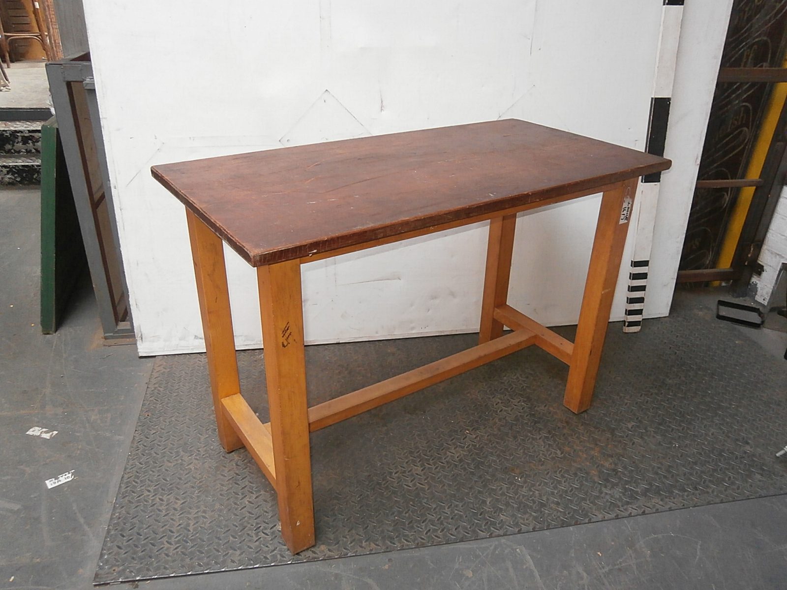 0091032 Wooden School Lab Tables ( H 85cm x 120 x 61 ) x 2 off / To