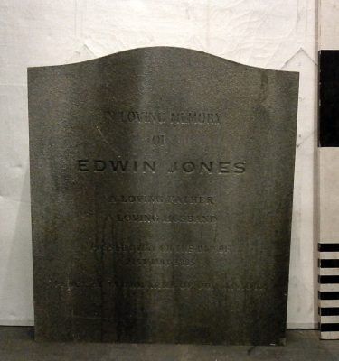 1161291 MDF Gravestone Edwin Jones ( H 88cm x 77 x 10 )