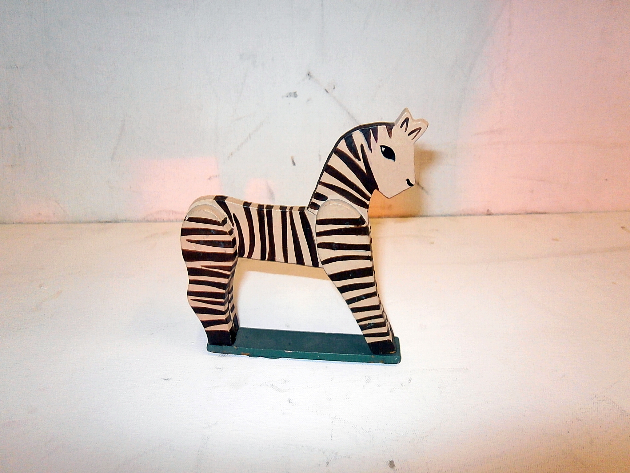 0021201 Small Wooden Zebra Toy ( H 16cm x 3 x 15 ) Stockyard Prop and