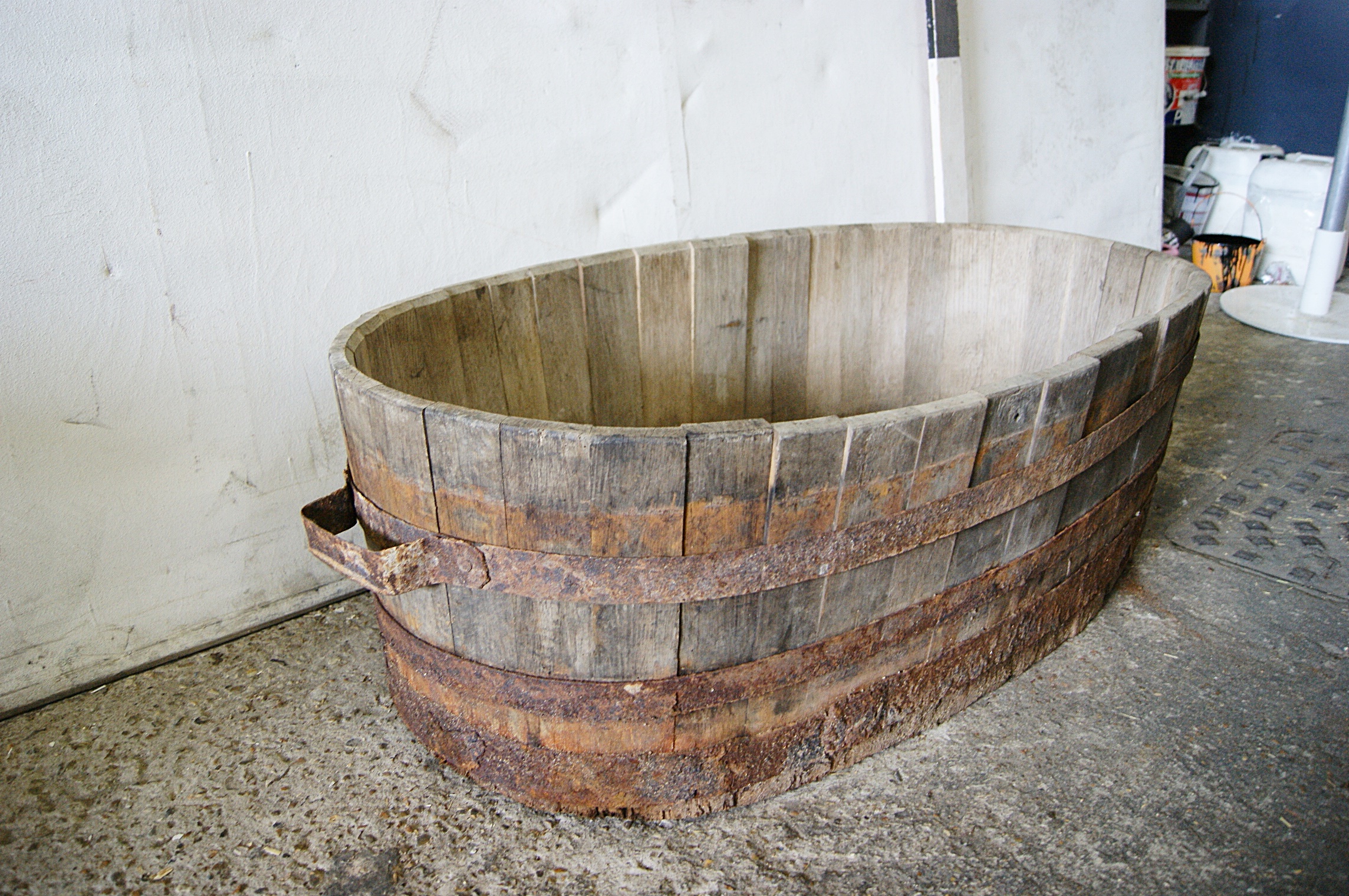0280107 Old Wooden Bathtub H 37cm X, Antique Wooden Bathtub