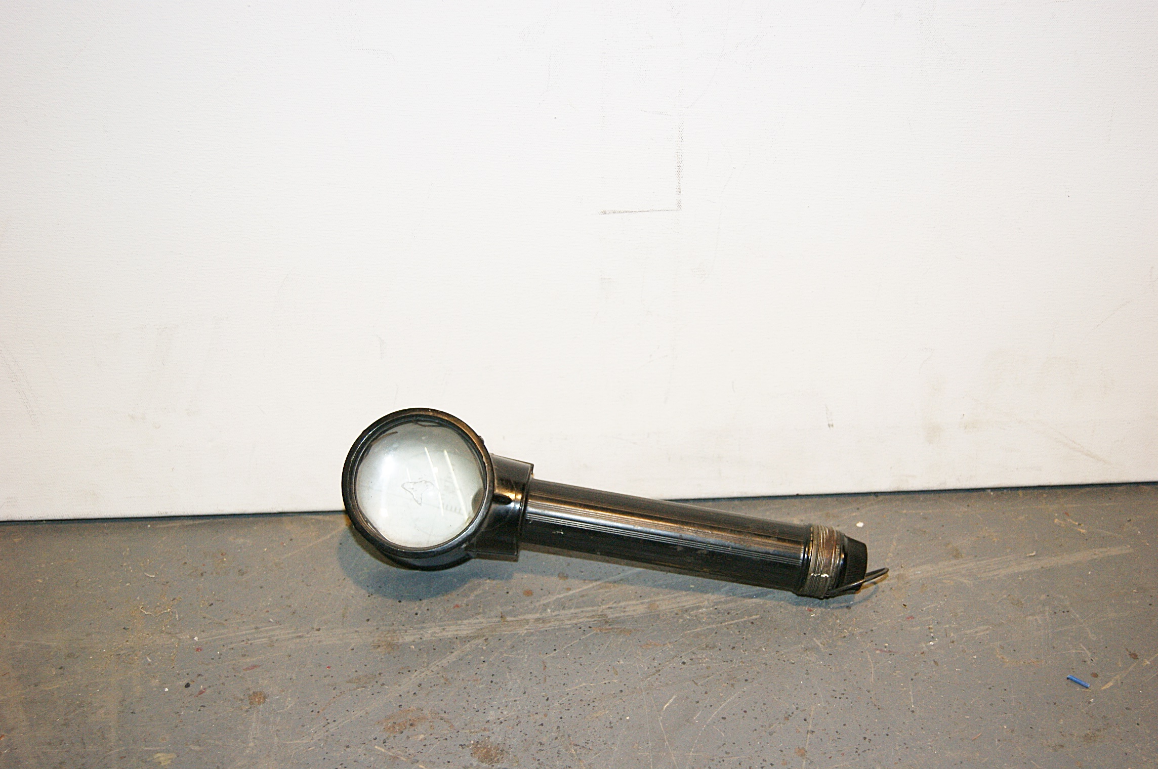 0771050 Black Period Police Handheld Torch ( H 31cm x 8.5 x 7 ) x 1 off Stockyard Prop and