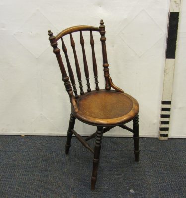 0085386-Bentwood Spindle Back Chair embossed seat ( H 87cm x Seat Dia 40 ) x 4 off
