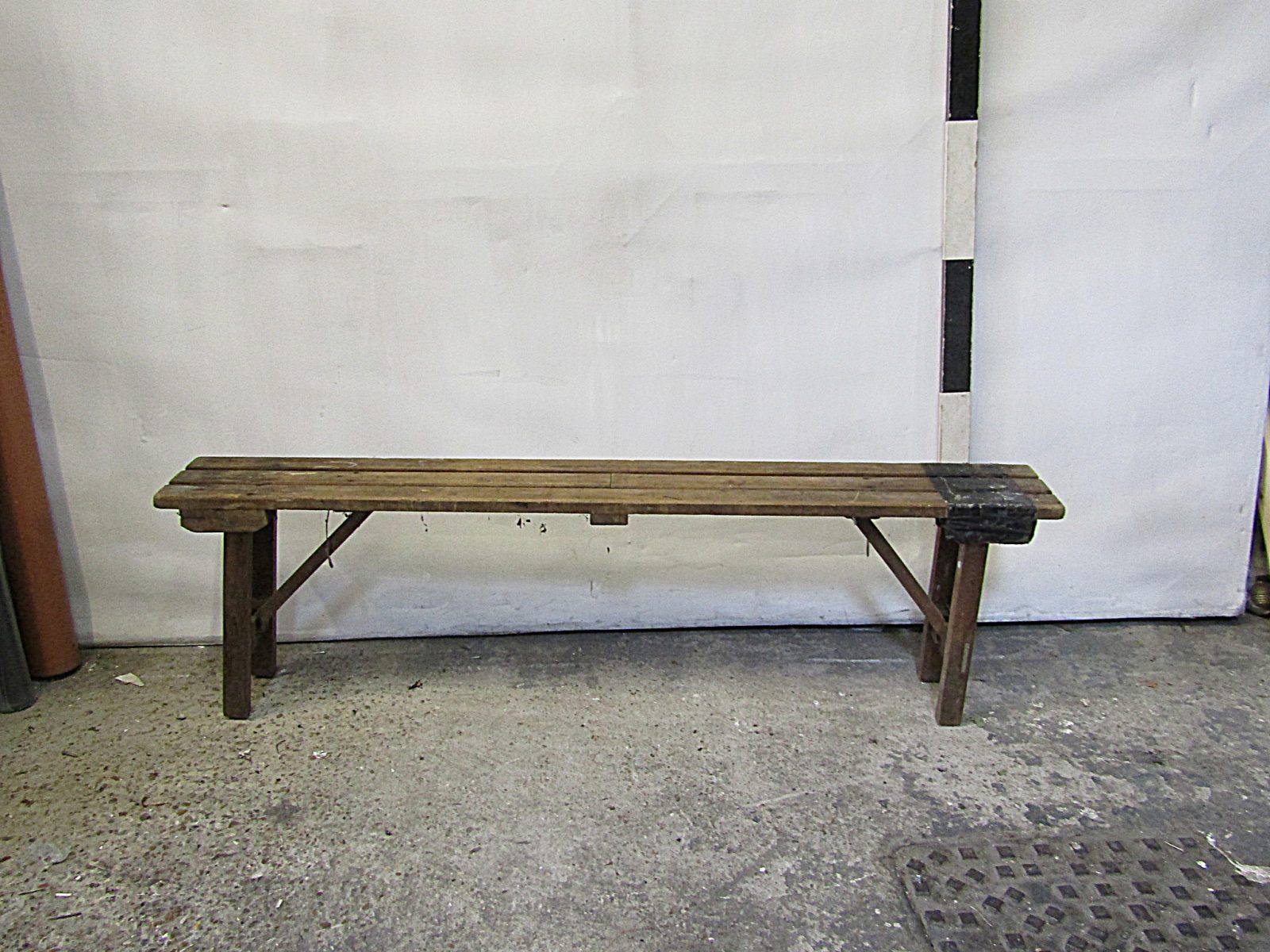 0012178 Wooden Backless Slatted Bench With Folding Legs ( H 52cm x 180 x 24 ) x 1 off