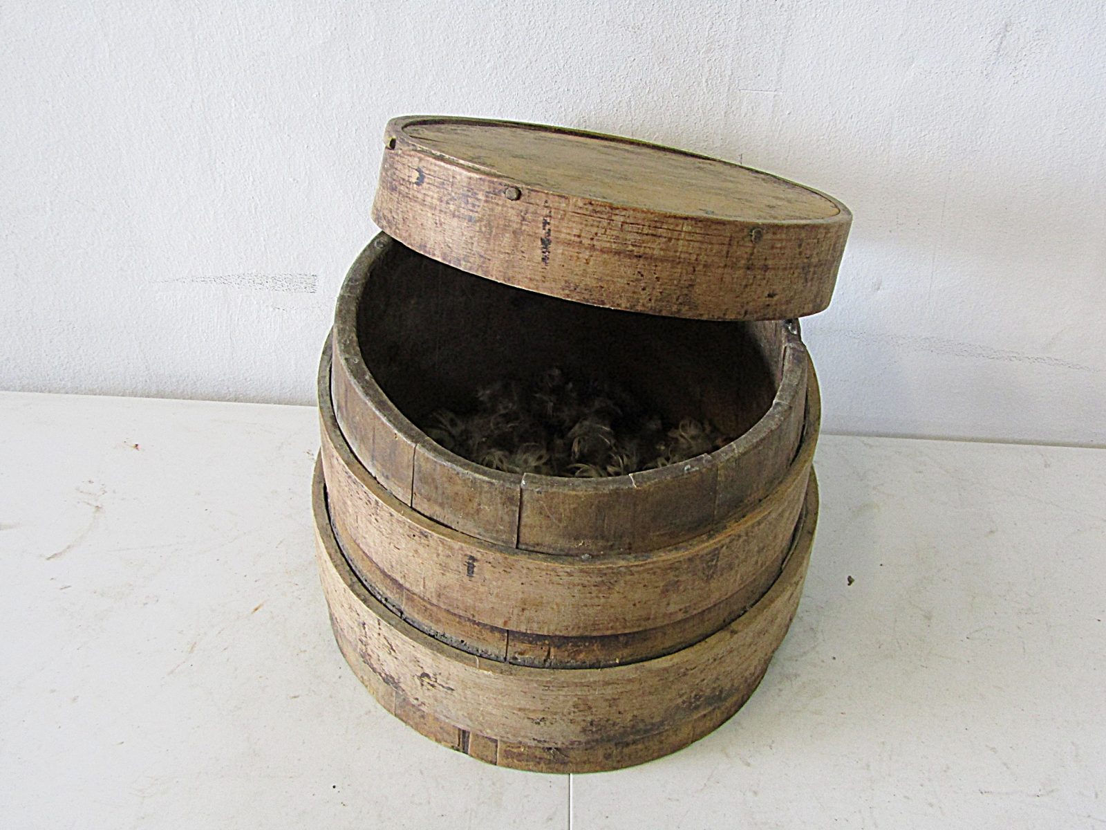 2400055 Round Wooden Container With Lid ( H 24 cm x Dia 30 ) x 1 off