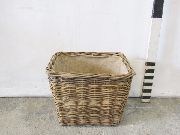 0410263 Wicker Basket With Canvas Interior ( H 37 cm x 47 x 36 ) x 3 off
