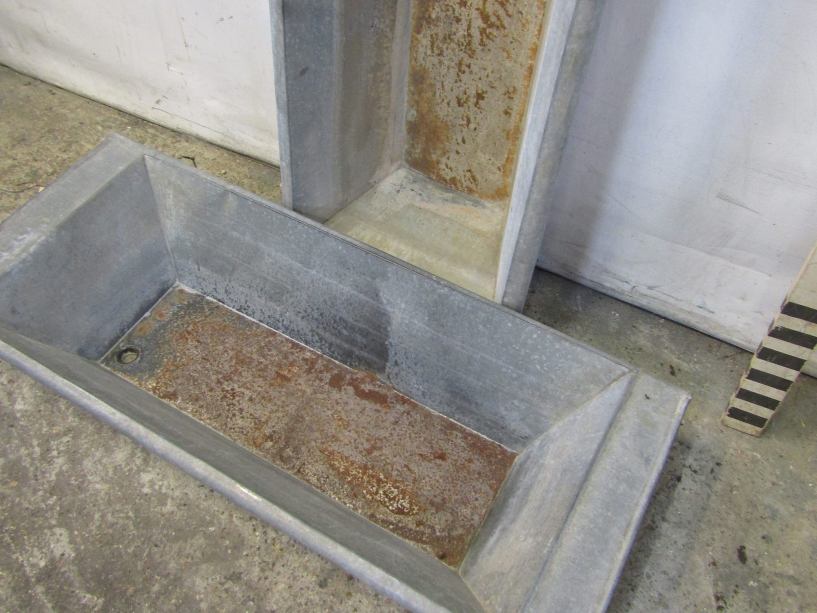 2400069 Galvanized Trough ( H 22 cm x 117 x 48 ) x 10 off Stockyard Prop and Backdrop Hire