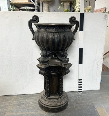 0100102 Two Section Fibreglass Urn With Plinth ( H 136 cm x 73 x 60 ) x 1 off