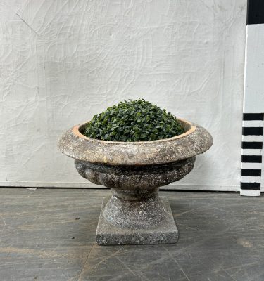 0100108 Low Mock Stone Urn ( H 32 cm x Dia 44 ) x 2 off
