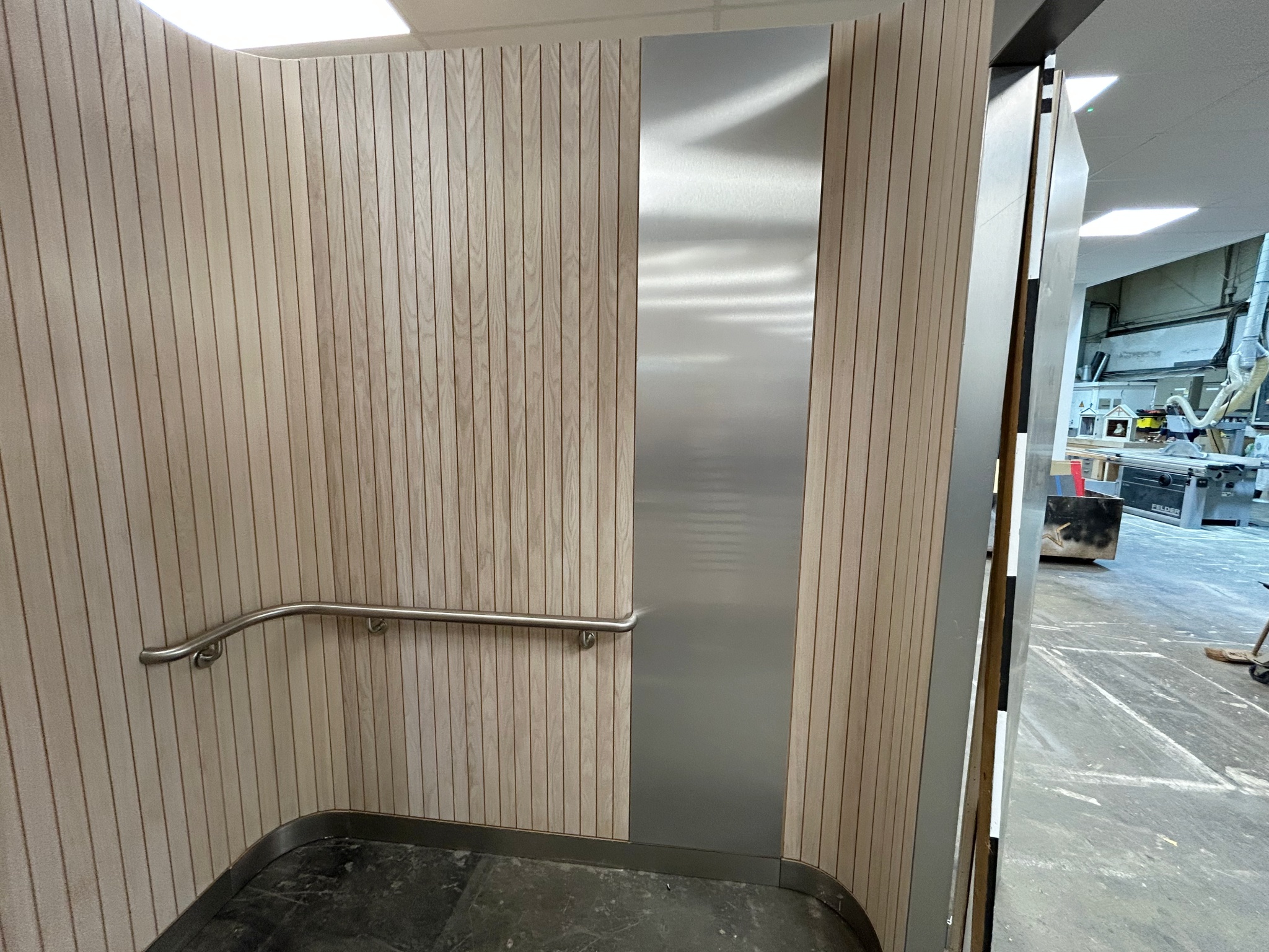 0067106 Modern Lift Interior Set / Wood Panel And Stainless Steel Detailing ( H 257 cm x 224 x 224 ) x 1 off - Image 5