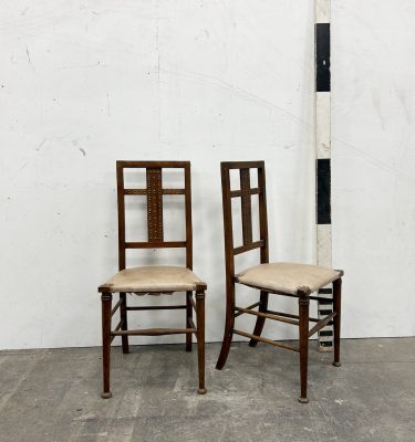 0085577 Pair Antique Studded Back Chairs ( H 90 cm x 40 x 36 )