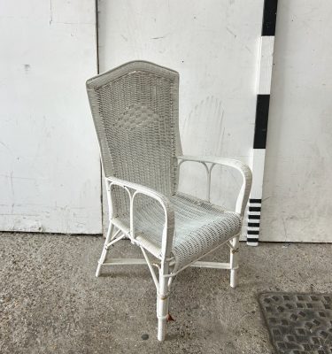 0085588 White Wicker High Back Chair ( H 111 cm x 55 x 46 ) x 1 off