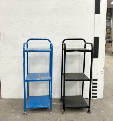 1700258 Small Metal Industrial 3 Tier Shelving Units ( H 89 cm x 33 x 32 ) x 2 off