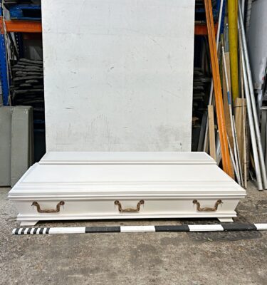 0027120 White Wooden Coffin ( H 56 cm x 209 x 74 ) x 2 off