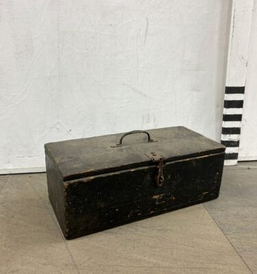 0410310 Period Black Painted Industrial Storage Box ( H 17 cm x 48 x 21 ) x 1 off