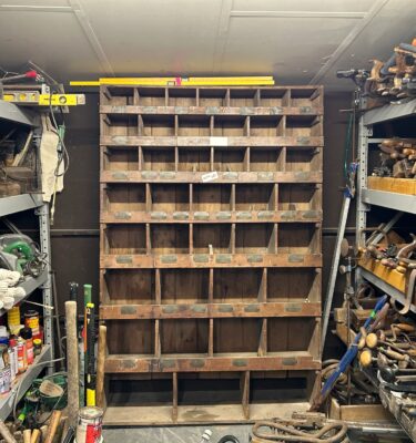 1700280 Vintage Large Wooden Compartment Shelves ( H 197 cm x 127 x 28 ) x 1 off