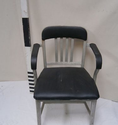 6810017 Grey Metal And Black Leather Chair Part Of Battleship Collection (33″ X 22″ X 19″) X 4
